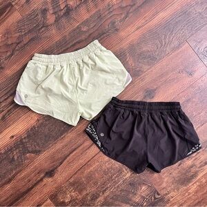 Lot of 2 Lululemon Hotty hot shorts size 4 Green and Black